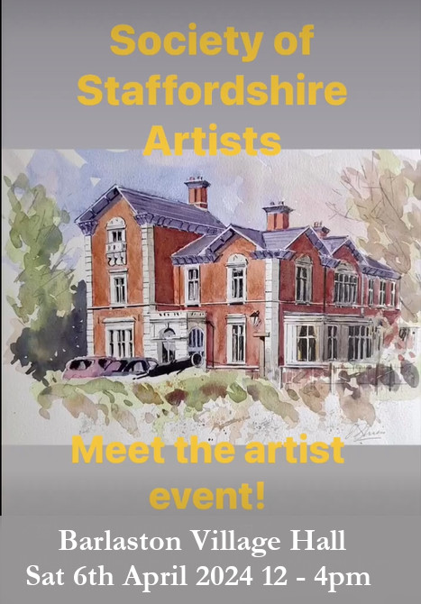 The Society of Staffordshire Artists have a 'Meet The Artists' Event this Saturday 6th April (12 -4pm) at Barlaston Village Hall #stokeontrent #staffordshire Live Painting & Artwork on display including some of mine 🎨👨‍🎨 @SSA_1933 #art #livepainting #exhibition