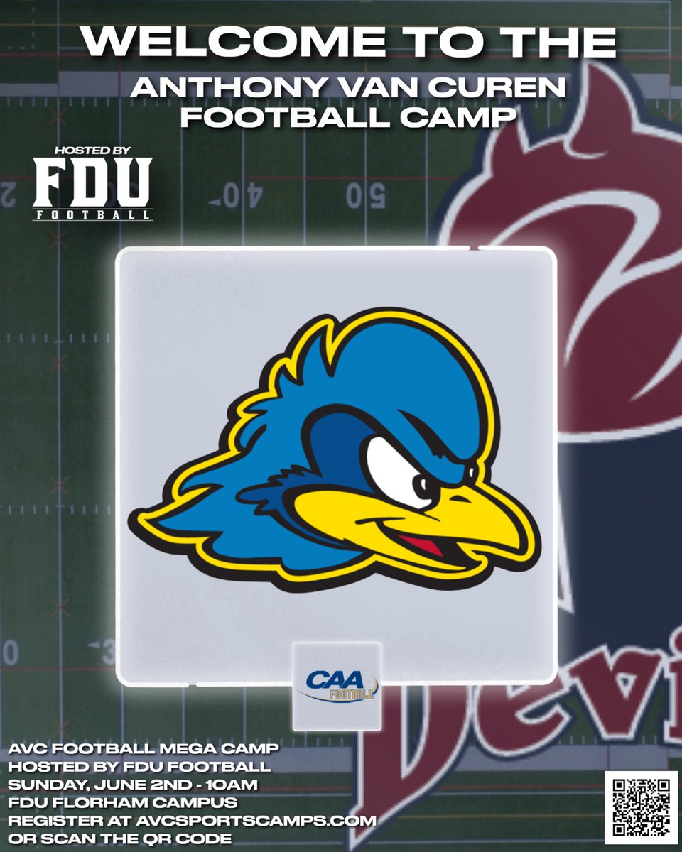 Welcome back @Delaware_FB and their staff to camp for Year 2 (they will be transitioning to FBS and joining Conference USA in 2025) 🏈 AVC Football Camp 📍 FDU- Florham Campus 🗓 Sunday, June 2nd Register: 🔗avcsportscamps.com 🔱🔥🤘 @FDUFootball