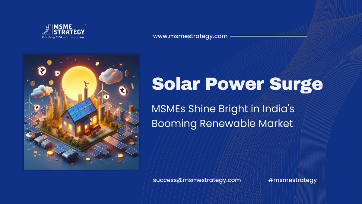 MSMEs: Shine Bright with Solar! ☀️ India's solar market is surging!    Discover how adaptable solar solutions can empower your business & unlock a sustainable future.  ➡️  msmestrategy.com/solar-power-su… #MSMEStrategy #SolarPower #SustainableBusiness