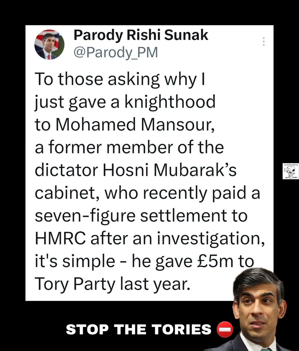 Mohamed Mansour family’s companies continued to operate in Russia after it launched its invasion of Ukraine.

#RishiSunak #ToryRussianMoney #ToryCorruption #ToryCriminals #StopTheTories
#GeneralElectionNow #ToriesOut