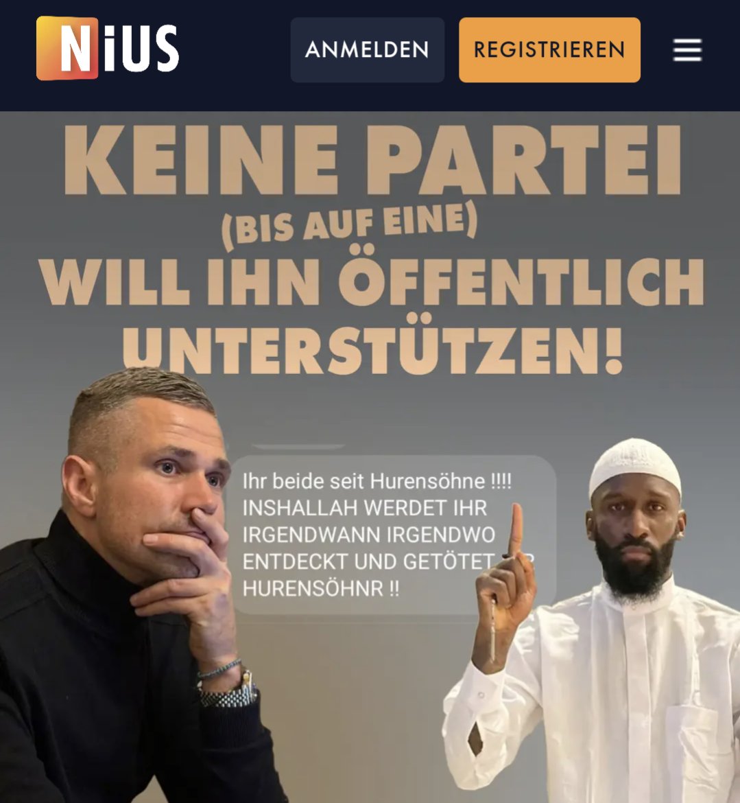 Der FDP-Spitzenkandidat (MVP) bekommt Morddrohungen von Islamisten, weil er Antonio Rüdiger kritisiert hat, aber so gut wie niemand will ihm öffentlich beispringen. Ganz anders, als wenn Bauern Habeck auspfeifen... nius.de/gesellschaft/v…