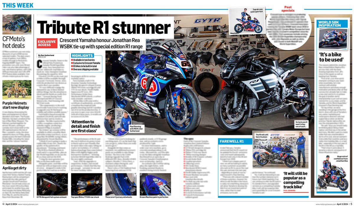 📰 @MCNnews have the exclusive today on the @crescentmoto JR Limited Edition Replica R1! Special feature hitting the shelves in all good UK 🇬🇧 newsstands today - with full details revealed online tomorrow 😉 Orders will be fully open to international customers 🗺️