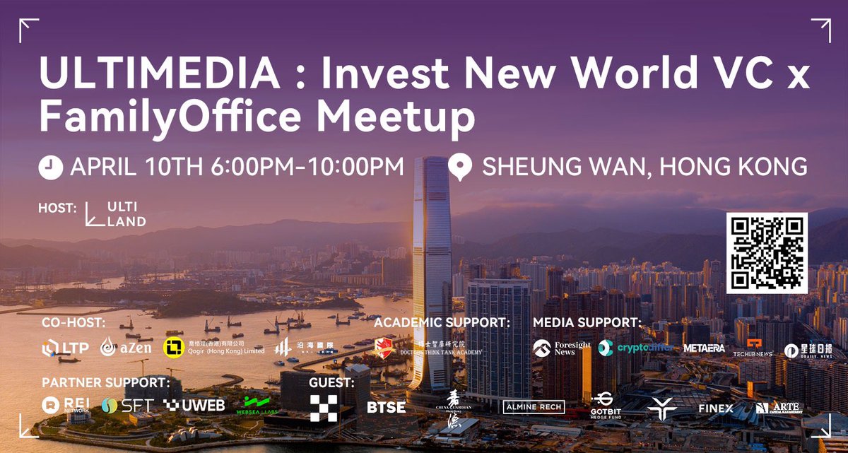 💎 We are excited to announce that ULTILAND will be hosting ULTIMEDIA : 2024 Invest New World VC/FamilyOffice Meetup #BUIDLnewworld celebration with our amazing partners @LTP_primebroker @azen_network Qogir @GXChainGlobal @Foresight_News @News_Techub @MetaEra_Media @CryptoDiffer…