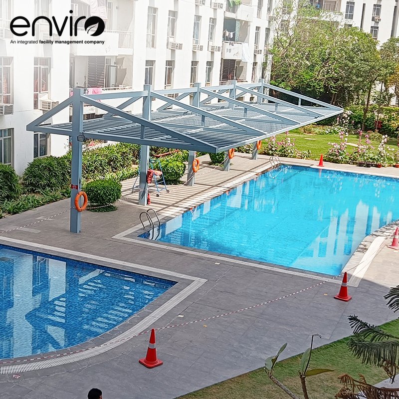Gearing up for Open #Pool #Season. An #IntegratedFacilityManagementCompany will provide an end to end solution for the society's needs. #SwimmingPool #SwimmingPoolManagement #SwimmingPoolMaintenance #Club #Residential #Society #Apartment #Township #Enviro #FacilityManagement
