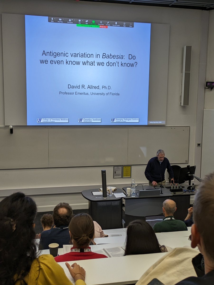 @UniOfYork We have one more talk in this session this morning: Prof David R. Allred from @UF who tells us about 'Antigenic variation in #Babesia: Do we even know what we don't know?'. #BSP2024