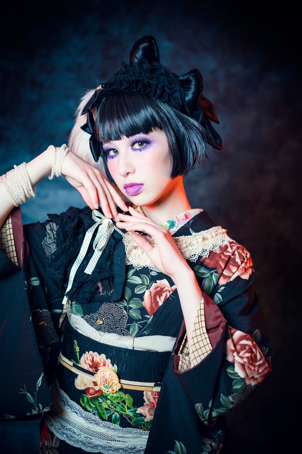 ☆人気☆豆千代モダン名古屋帯薔薇の香り（エメラルド・ウィッチ）