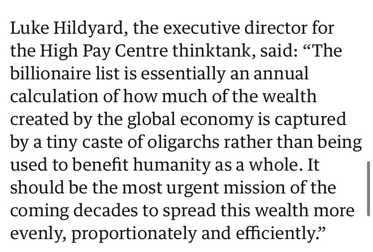 Global billionaire wealth has increased by $2 trillion. We can't improve the living standards of wider society without tackling extreme wealth and inequality. theguardian.com/business/2024/…