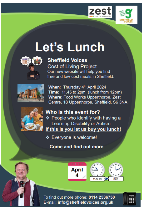 We will be @ZestCentre Café tomorrow between 11.30am and 2pm talking to people about the Cost of Living and how we have mapped out the whole of Sheffield low cost or free food for people. Come along and meet us and we will buy you a meal @SYCF1986