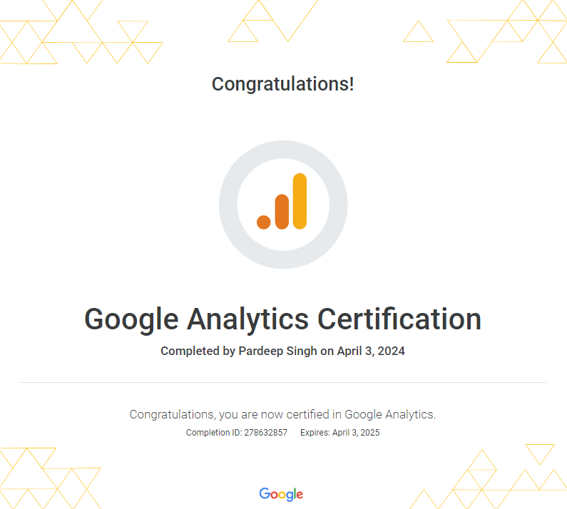 iam__Deep8's tweet photo. "i proud to show my Google Analytics Certificate. Greatful the knowledge, skills and strategies gained. Thank you EKarma Higher Education Haryana for providing Digital Marketing training i am also thankful to Google Analytics for providing the best knowledge and certificate to me https://t.co/M8jRHbTRpt