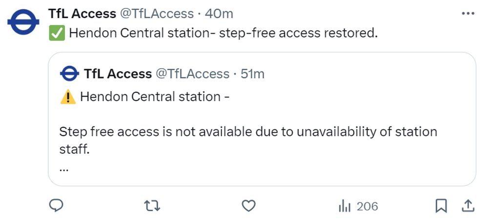 1ondonrail's tweet photo. Finally the proof everyone's been waiting for! The transport system & TfL have no clue re *accessibility* - Northern Line shut all week Golders Green-Edgware. How can Hendon Central station NOT have step free access? #LondonUnderground #DisabilityAccess #LevelBoarding #TUAG https://t.co/T4XN3jlAzV
