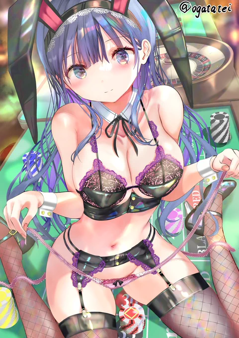 【過去絵修正】ランジェリーバニーさん「あなたは何を賭けますか?」主に顔周りを修正しました。 