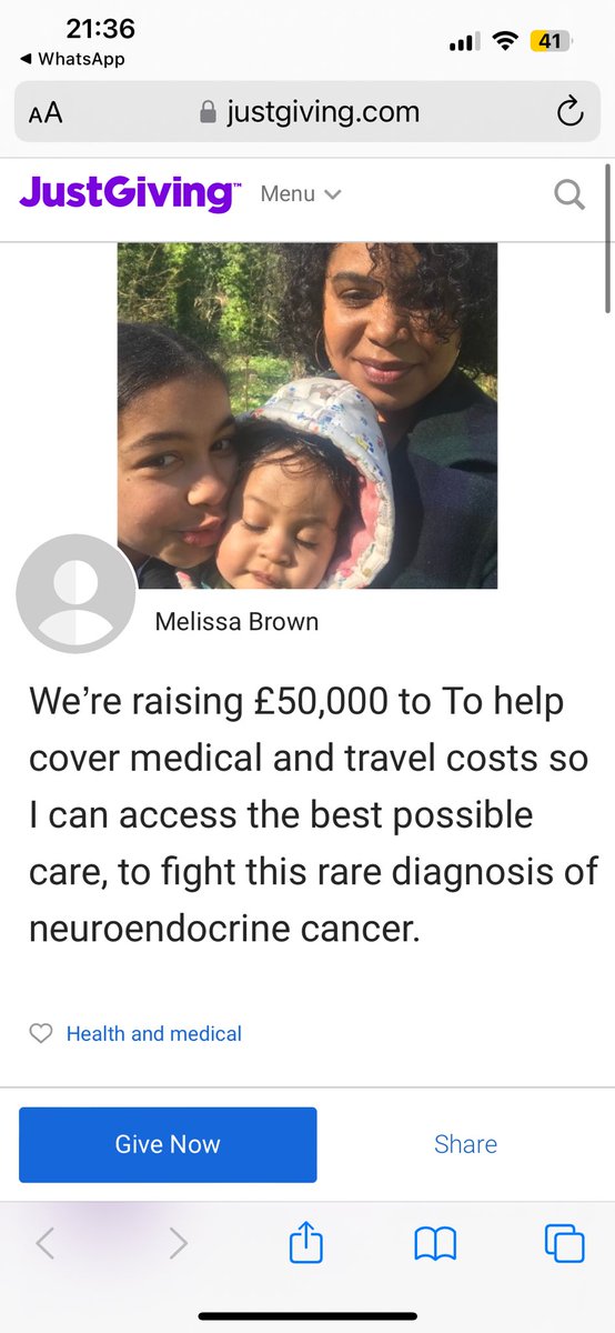 Adding a photo so this doesn’t get lost: The response in 24 hours has been incredible - please read and share Melissa’s story if you can justgiving.com/crowdfunding/M…