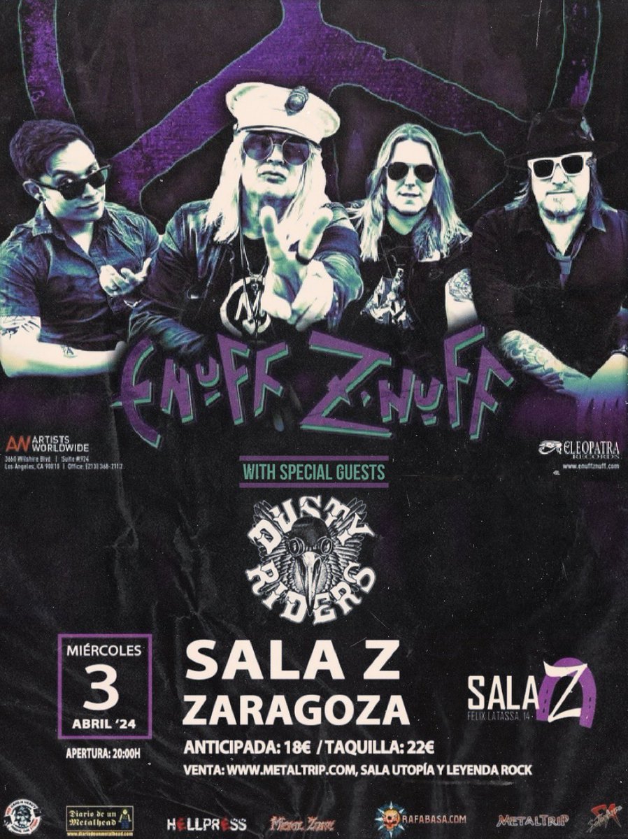 ¡HOLA ZARAGOZA! See you all tonight at Sala Z with Dusty Riders. Doors open at 20:00 🙏🏻☮️💚