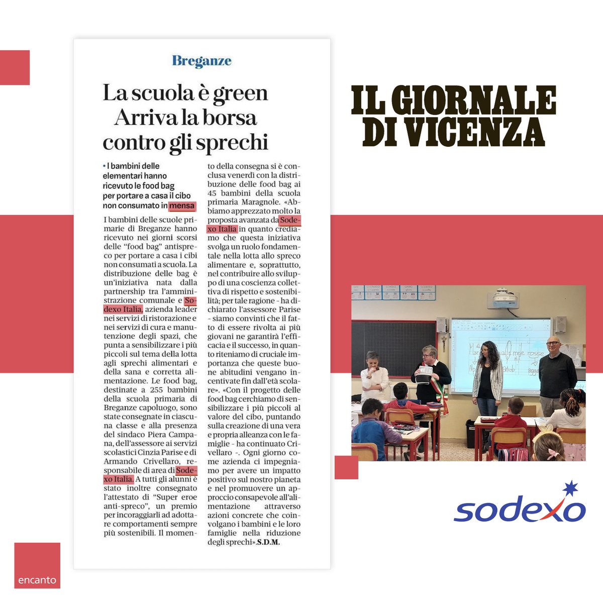 encanto_pr's tweet photo. #Sodexo protagonista su β@GiornaleVicenzaβ con la consegna di oltre 250 #FoodBag ai bambini delle scuole di #Breganze in provincia di #Vicenza. Un progetto che conferma lβimpegno dellβazienda verso unβeducazione votata alla salvaguardia del pianeta fin da piccoli. https://t.co/7Gv0bkz2yx