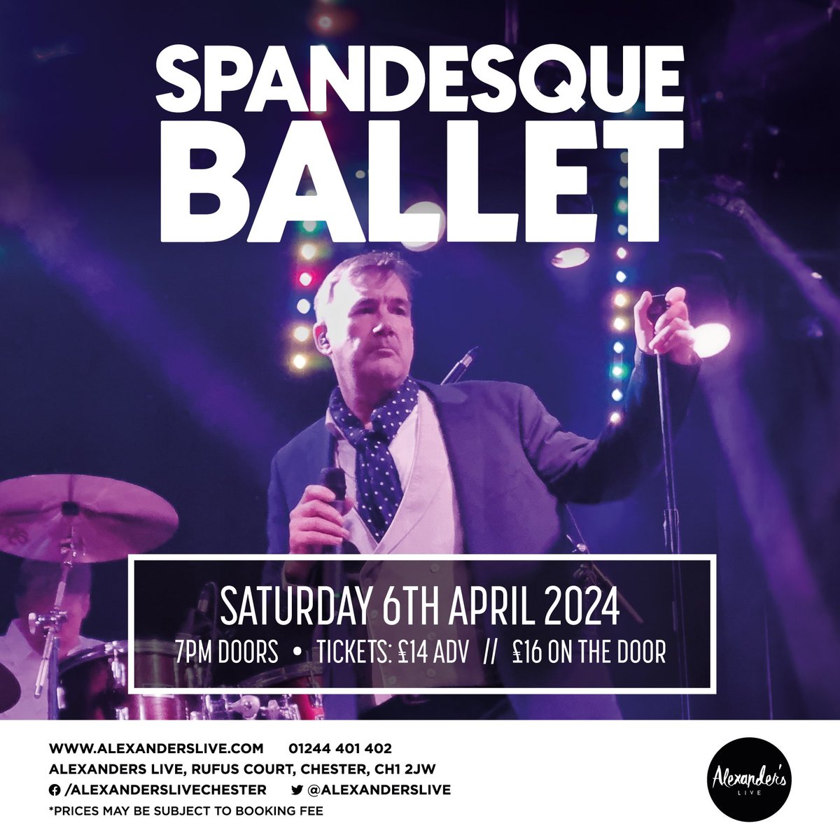 Get your tickets for SPANDESQUE BALLET this Saturday while you can alexanderslive.seetickets.com/event/spandesq… #spandauballet #tribute @ShitChester @welovegoodtimes @chesterdotcom @chestertweetsuk @SkintChester @Dee1063