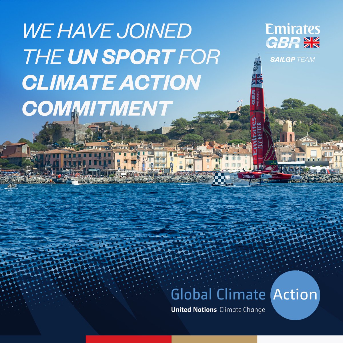 Emirates Great Britain SailGP Team have signed up to the UN Sport for Climate Action framework 🤝 Committing to a 50% reduction by 2030 and net zero by 2040. #RacefortheFuture Learn more about the framework 👇 unfccc.int/climate-action…