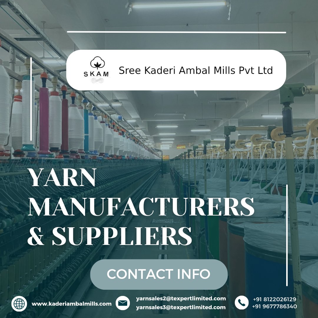 Kaderiambalmills provides you with the best quality yarns that you are searching for all over internet.
Visit us: kaderiambalmills.com

#kaderiambalmills #yarns #tamilnaduspinningmills #Spinningmills #yarnmanufacturers #yarnsuppliers #yarnmanufacturing #yarnexport