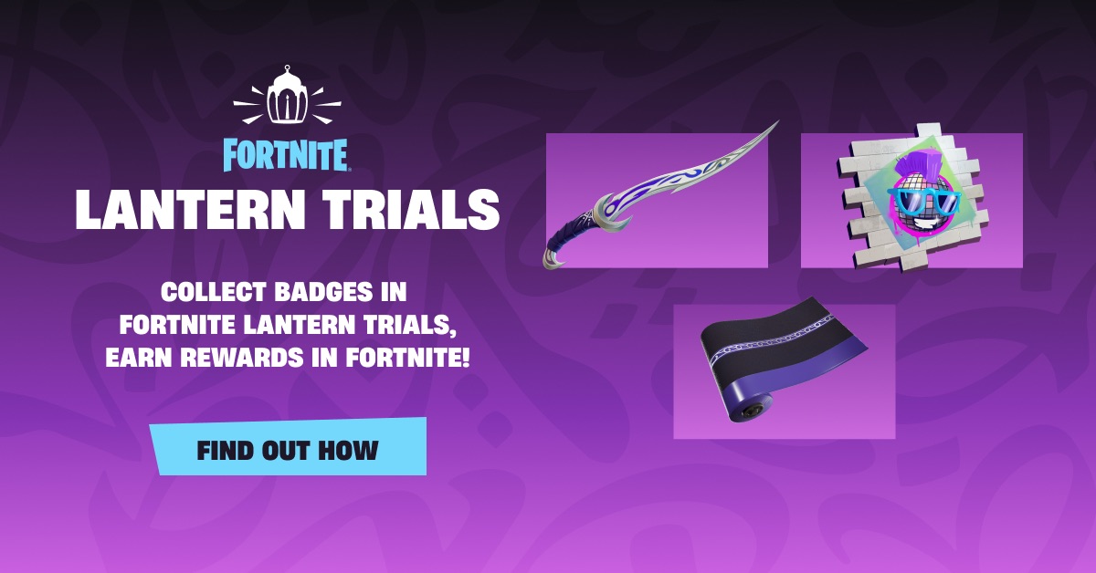 Sign up for Fortnite Lantern Trials then complete tasks in Fortnite BR. Complete the Trials for in-game rewards including a Spray, Wrap, and Pickaxe! lanterntrials.fortnite.com/en-US/