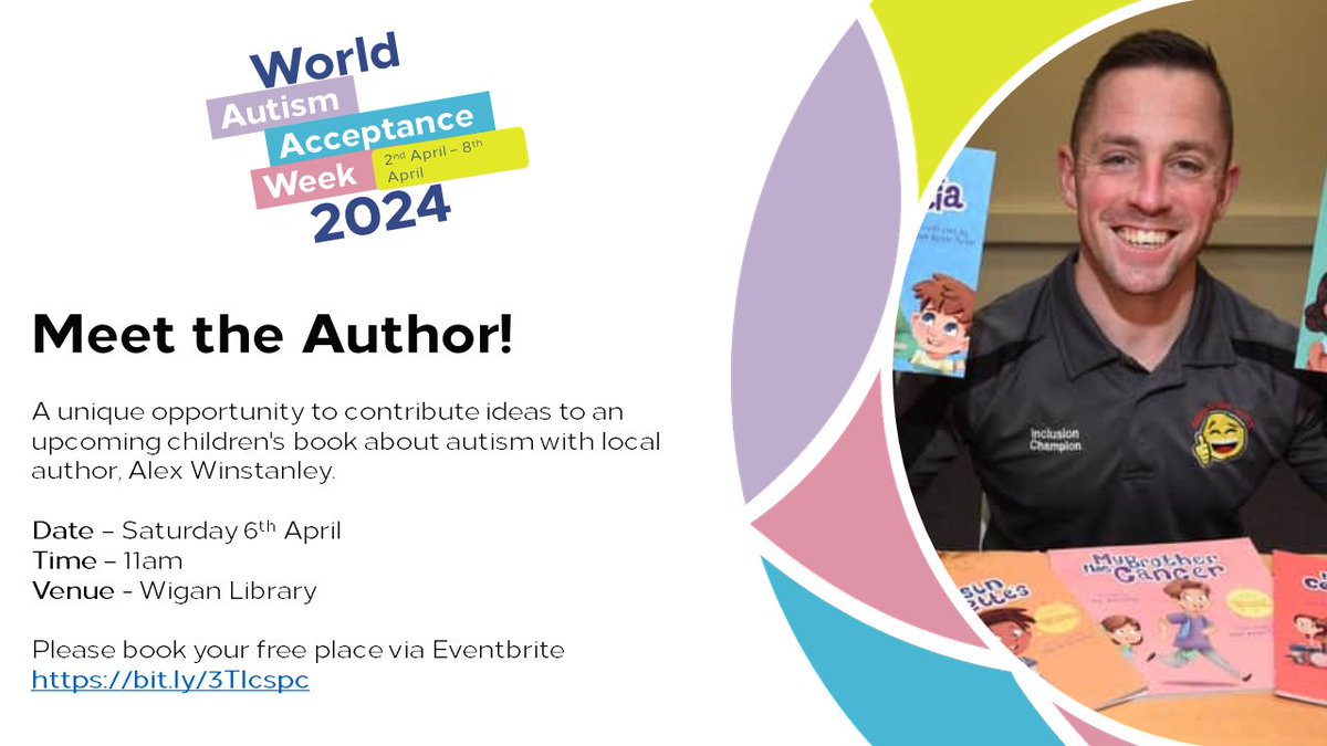 👋Come &amp; join us at Wigan Library on Saturday 6th April at 11am to meet local award-winning author Alex Winstanley &amp; find out how you can get involved in his latest book all about autism.

This is event is FREE to attend.

#WorldAutismAcceptanceWeek #AutismChildrensBook