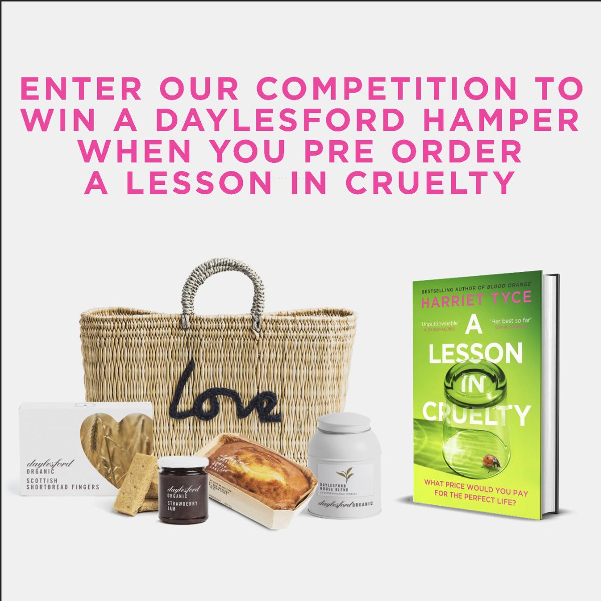 We're offering the chance to win a Daylesford hamper! To enter, all you need to do is pre-order @harriet_tyce's incredible new book #ALessonInCruelty and show proof of purchase using the link below! #Competition @headlinepg Closes 11:59pm on 10/04/2024 tinyurl.com/2s434rma