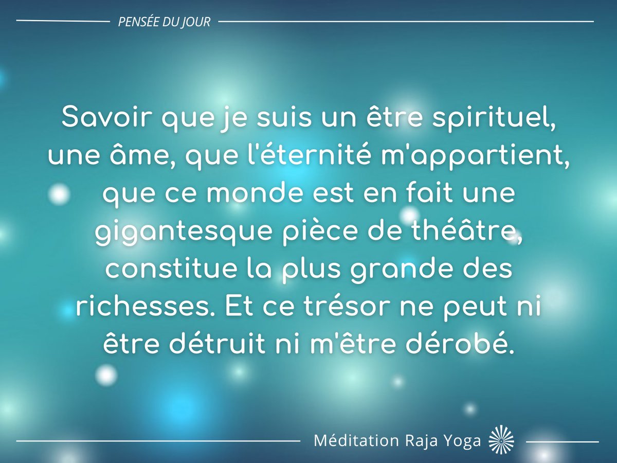 #penséedujour #inspiration #citation
#âme #savoir #trésor

#quisuisje #rajayoga #yoga #spiritualite #seminaire #positif #meditation #paix #force #esprit #forceinterieure #developpementpersonnel #activitegratuite

Tous nos programmes sur:
meditation-rajayoga.fr