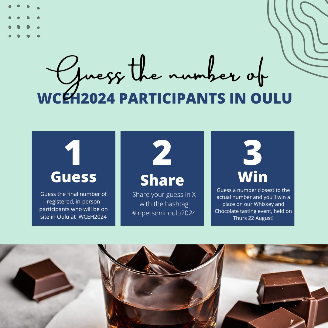 🎉We have already 355 registered in-person delegates at #wceh2024🎉To celebrate this, we decided to launch a small guessing game! Guess the closest final number of registered in-person delegates in Oulu and win a tasty prize! Share your guess with #inpersoninoulu2024 to take part