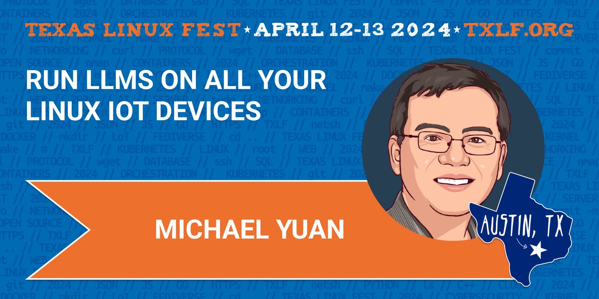Join Michael's talk at @texaslinuxfest! #TXLF Learn about deploying #llama2 models in #WebAssembly and crafting #LLM agents in Rust for efficient, scalable apps. See LLMs apps in action within #Wasm sandboxes, from code review tools to knowledge agents. 2024.texaslinuxfest.org/talks/run-llms…