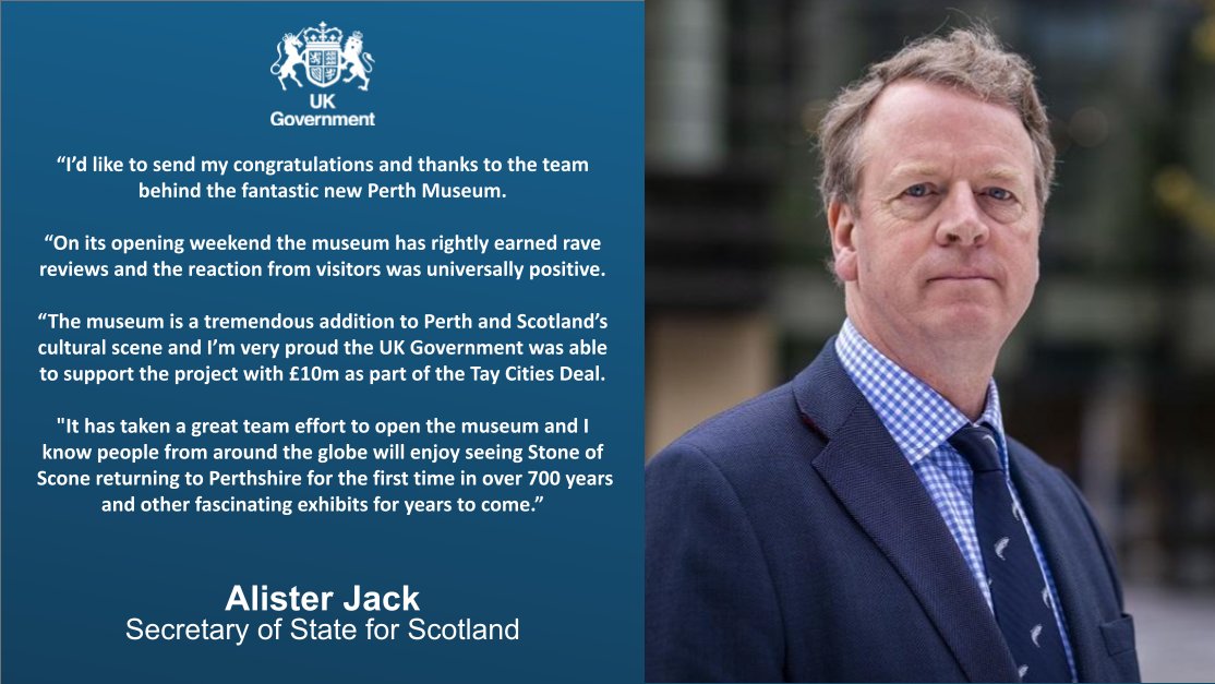 Scottish Secretary, Alister Jack, congratulates @PerthMuseumUK for a successful opening