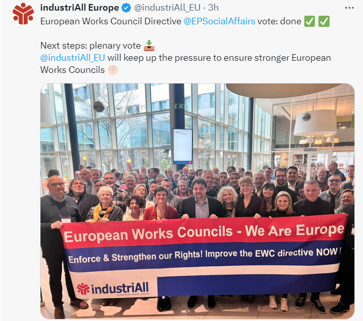 acv_csc_europe's tweet photo. 📢Good NEWS for #workers - the @Europarl_EN @EPSocialAffairs committee just adopted the @RadtkeMdEP report on #EuropeanWorksCouncils #EWC - strong support apart from mainly far right, nationalist and very neoliberal MEP voting against or abstaining👇https://t.co/4mEz3JOazX https://t.co/23dOAJjeBm