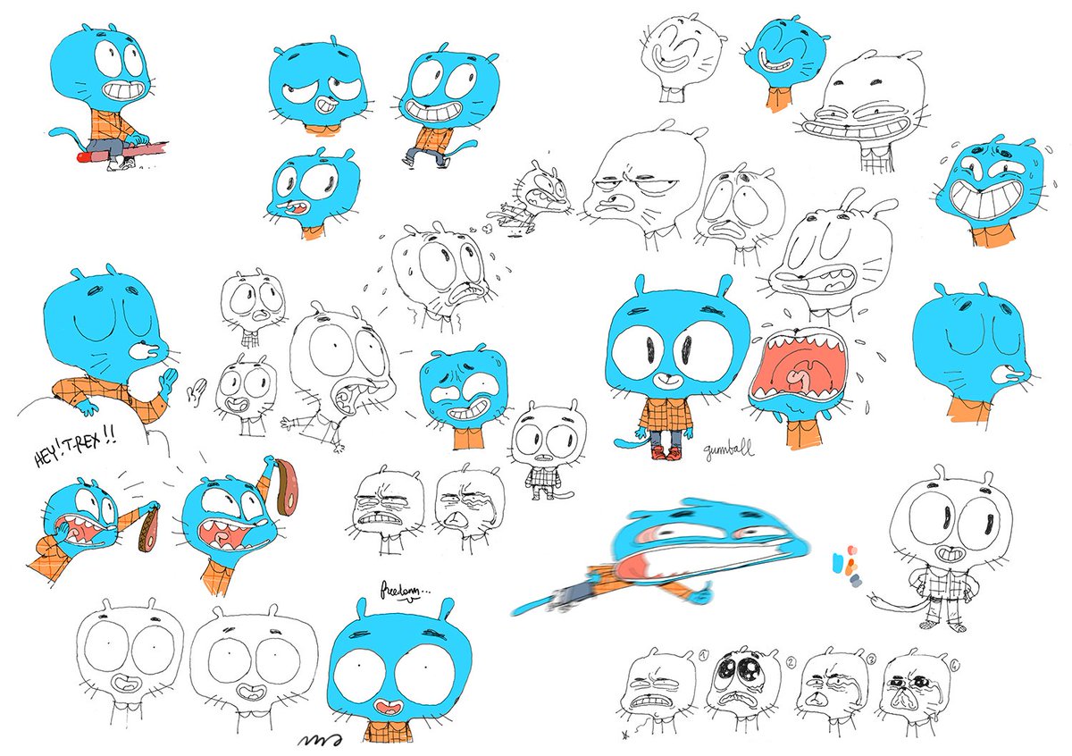 Early concept art by Sylvain Marc for The Amazing World of Gumball (2011–), created by Ben Bocquelet, Cartoon Network Studios Europe