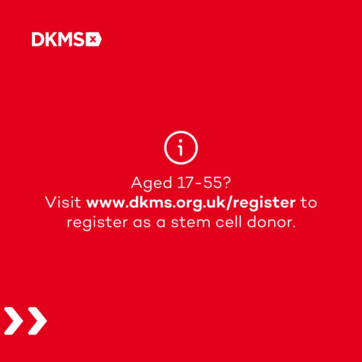 Aged 17-55? You can register as a potential stem cell donor! Once on the register, you'll remain there until your 61st birthday. That’s A LOT of people in the UK who could join the register as a possible #lifesaver - share this post to let them know! 🙌 #DKMS