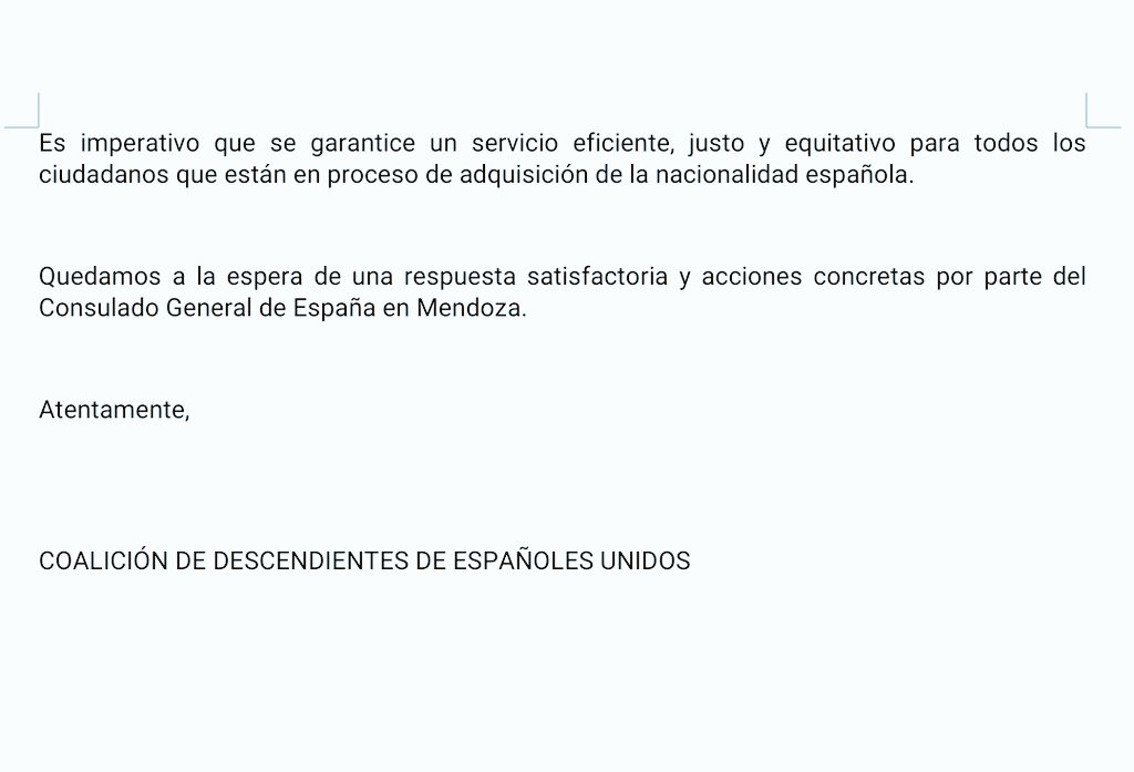 <a href="/CasaReal/">Casa de S.M. el Rey</a> <a href="/DefensorPuebloE/">Defensor del Pueblo</a> <a href="/MAECgob/">Ministerio de Asuntos Exteriores, UE y Cooperación</a> <a href="/justiciagob/">Ministerio de la Presidencia, Justicia y R. Cortes</a> <a href="/CGCEE_VIII/">Consejo General Ciudadanía Española en el Exterior</a> <a href="/avtorresp/">Ángel Víctor Torres Pérez</a> <a href="/CGEspana_en_MZA/">Consulado General de España en Mendoza</a> <a href="/NietoLey20_2022/">Nietos de Originariamente Español</a> <a href="/PSOE/">PSOE</a> <a href="/sanchezcastejon/">Pedro Sánchez</a>