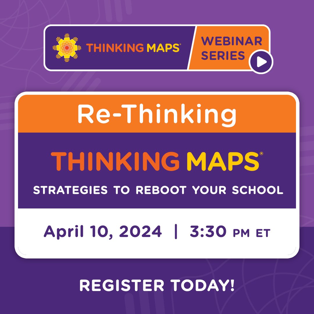 Is it time to get back to the basics and refresh your Thinking Maps practice? Then join us for our 15-minute webinar next week to learn how to reboot your school! Register now! ow.ly/jrhY50R6XRv