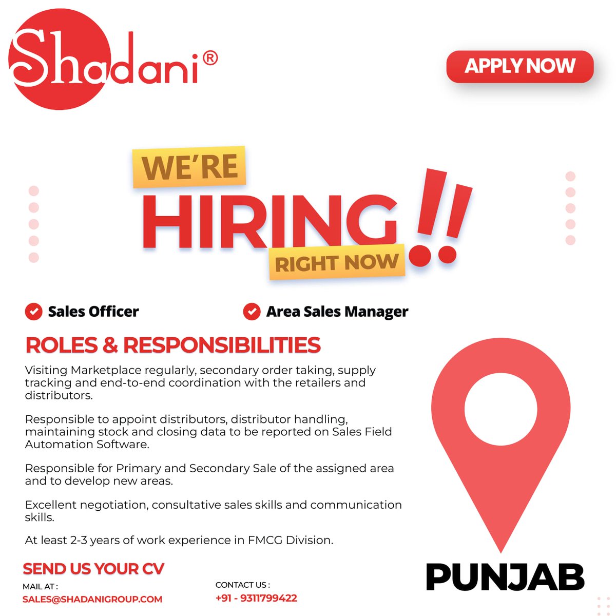 Elevate your career with us! Positions available for Sales Officers and Area Sales Managers in Punjab.

#hiringsalesofficer #hiringareasalesmanager #SalesJobs #salesopportunity #punjabjobs #salescareer #joinourteam #punjabcareers #salesvacancy #careeropportunity #salesexecutive