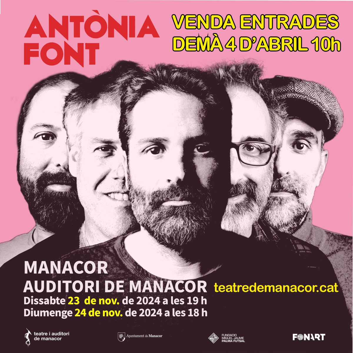 23 i 24 de novembre serem al Teatre de Manacor!! Entrades a la venda a partir de demà a les 16h 😱