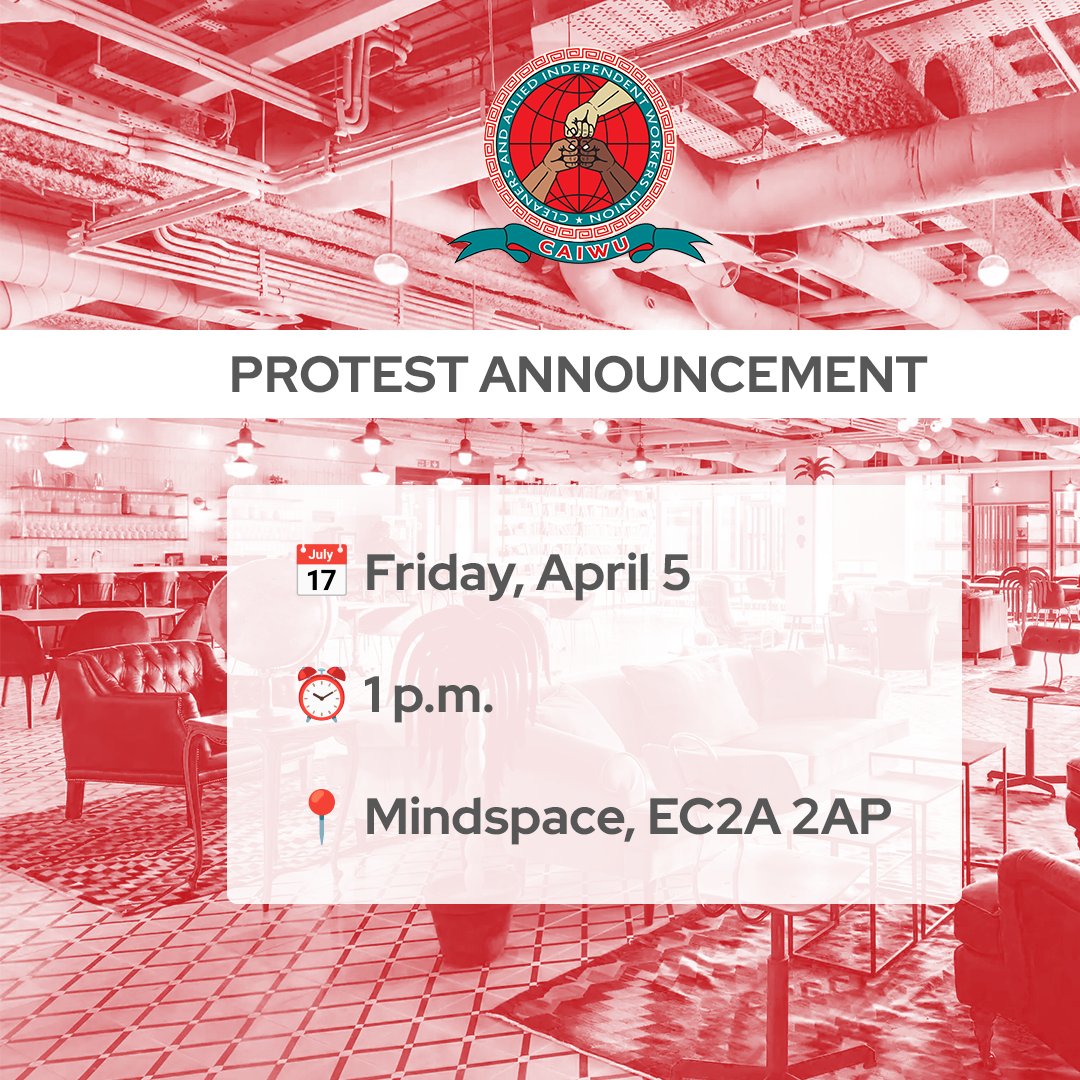 📢 Join us in protest! 📢 This Friday, April 5th, 1pm. at @MindspaceME @KeyEnviro unfair treatment of workers must stop - Stand with us for justice! #WorkersRights #Justice4Cleaners