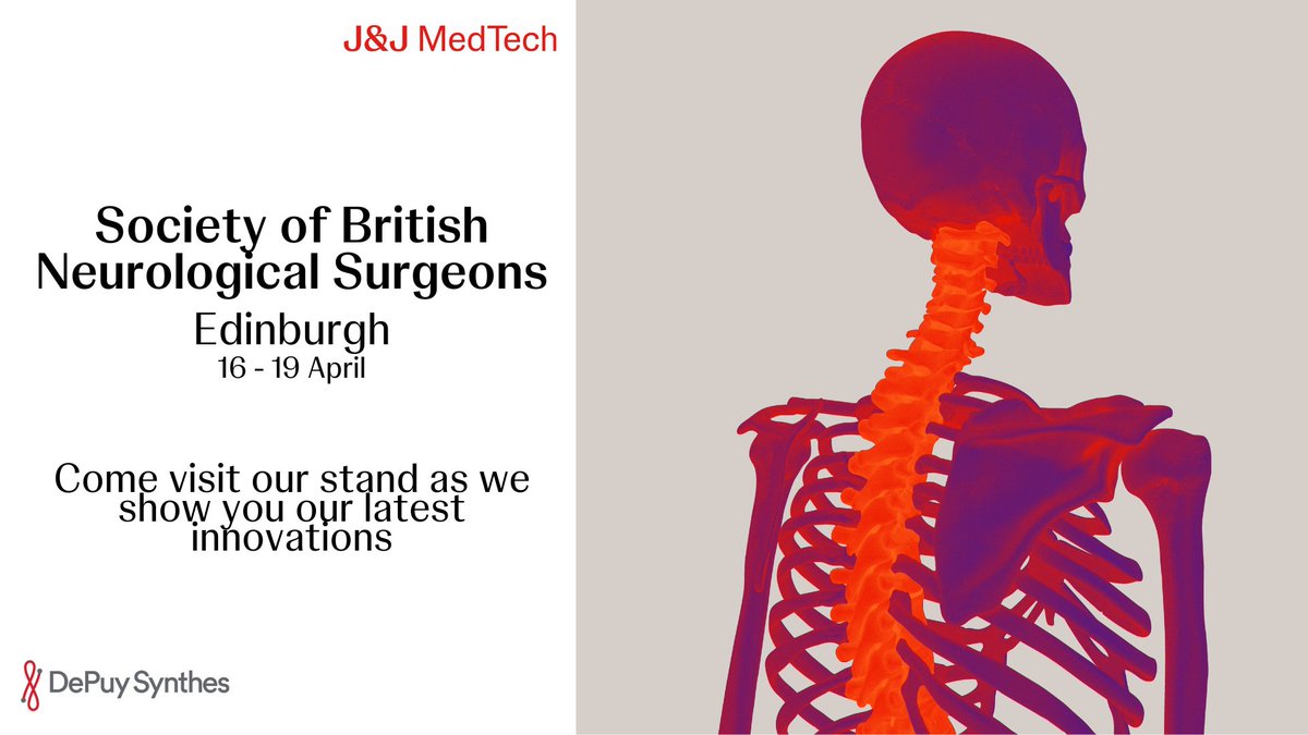 Two more weeks until Society of British Neurological Surgeons 2024 in Edinburgh! Our DePuy Synthes Spine team looks forward to seeing you there and discuss the latest innovations in spine surgery. #SBNS #Spine #orthopaedics