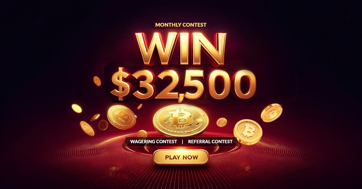 🌟 April Monthly Contest 🌟 Participate in our monthly wagering and referral contest with $32,500 in total prizes! Wager, refer friends, and increase your chances of winning big. Don't miss out – join the April #MonthlyContest now!  To win the wagering contest with $21,600 in