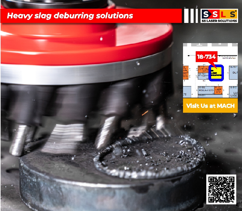 SSLaserSolution's tweet image. Heavy slag deburring solution is available at our stand at MACH 2024! Welcome to visit us at NEC between 15-19 April and see our solutions for LASER WELDING, COBOTIC TIG WELDING, LASER SLAT CLEANING, DEBURRING-EDGE ROUNDING and many more... #mach24 #ssls #deburring