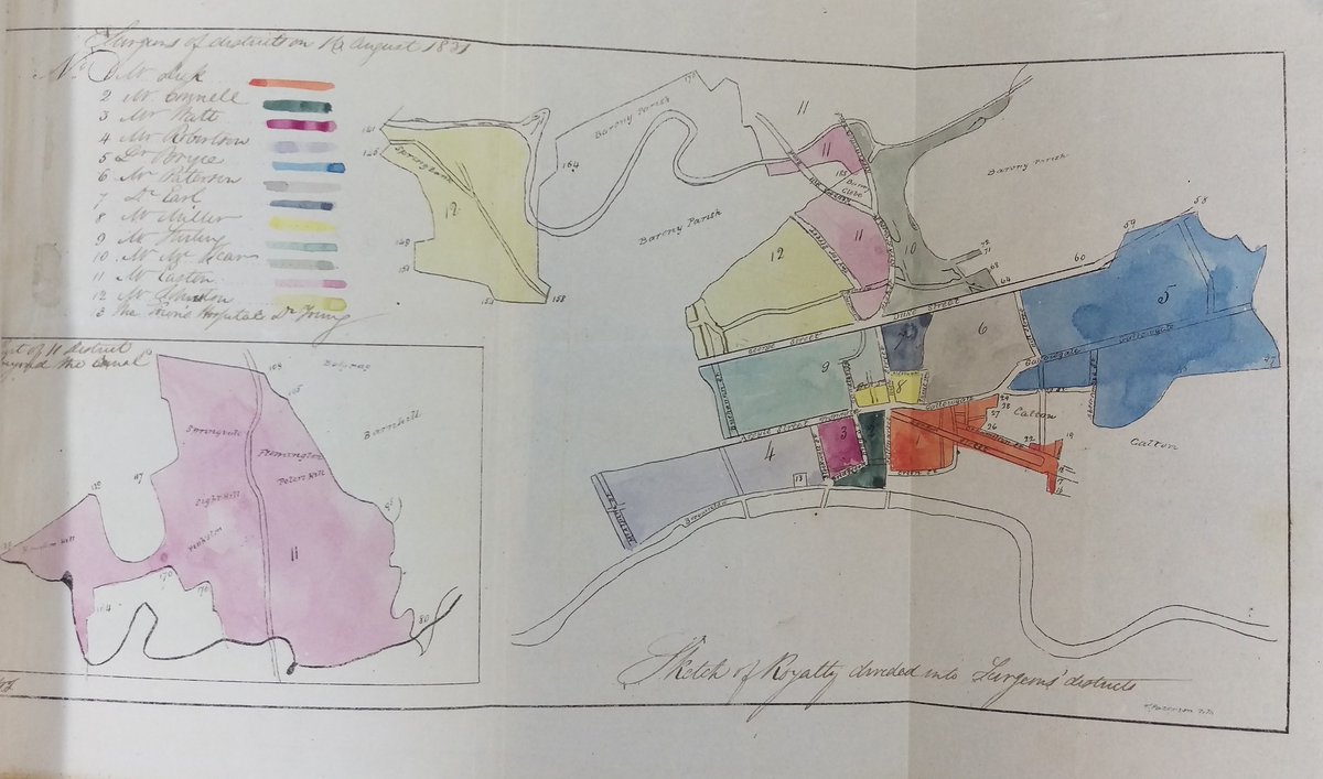 This lovely colour-coded map shows the Surgeon's districts of Glasgow, c.1831. The surgeon assigned to each district was responsible for visiting the poor for free.
#ColourfulArchives #Archive30