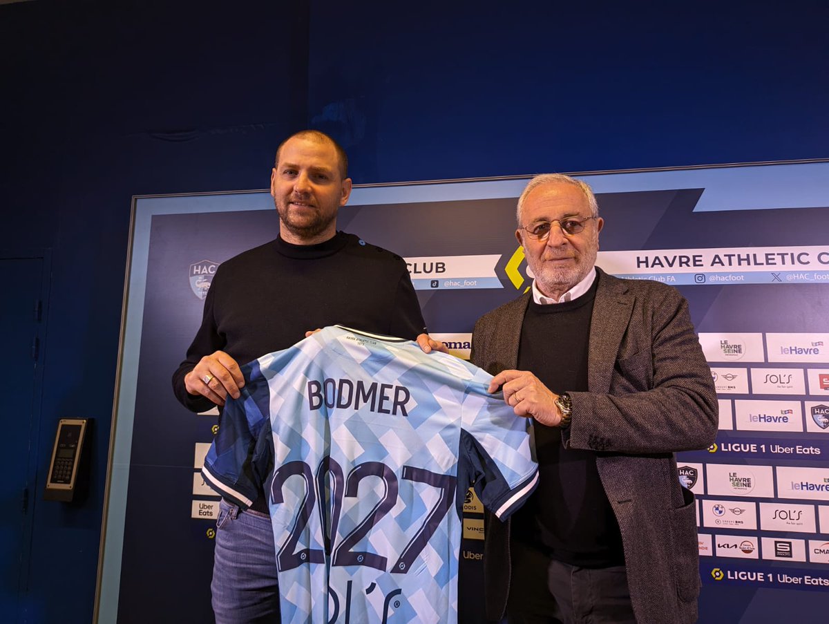 L'histoire entre le @HacFoot et @BODMERmathieu se poursuit : le directeur sportif s'engage jusqu'en 2027 avec le club doyen. Avec un premier défi : maintenir l'équipe pro en Ligue 1 #football #lehavre #hac