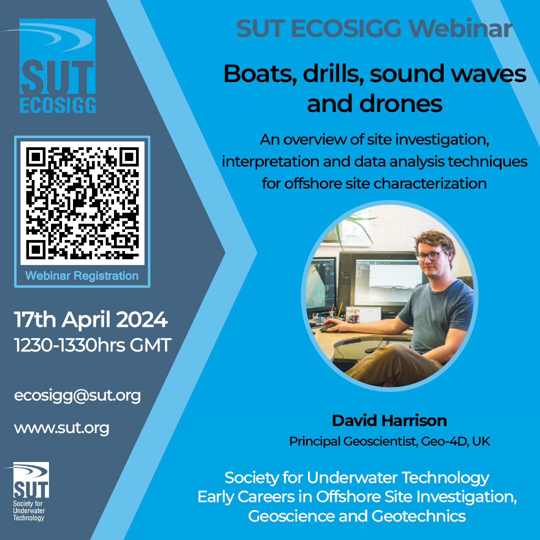 🌊 SUT ECOSIGG FREE webinar this month!

An overview of site investigation, interpretation, and data analysis techniques for offshore site characterisation, with our speaker David Harrison, principal geoscientist at Geo-4D.

🎟 bit.ly/3J4HiTW