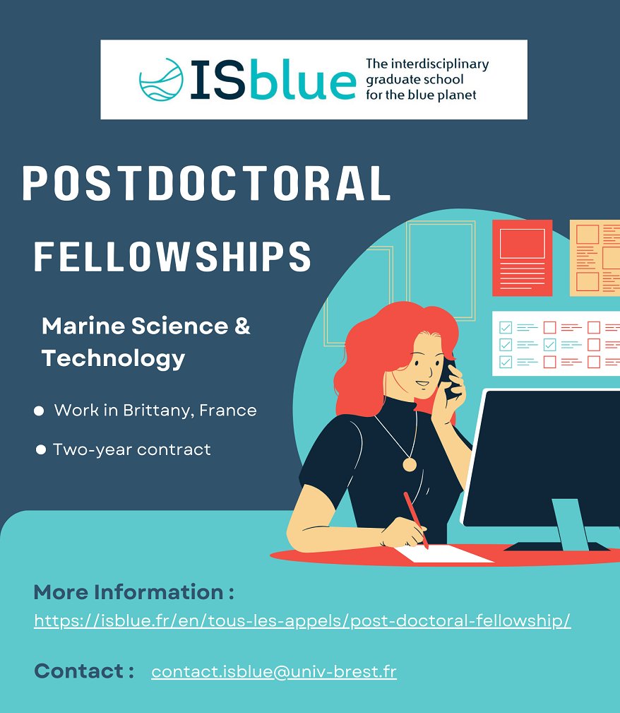 Early Career Researcher in #MarineScience & Technology? @ISblue_school is looking for you! Develop your own research project in themes like ocean-climate regulation or sustainable coastal systems 4 paid positions available Apply by 30 April 2024 Info👉shorturl.at/jlKM2