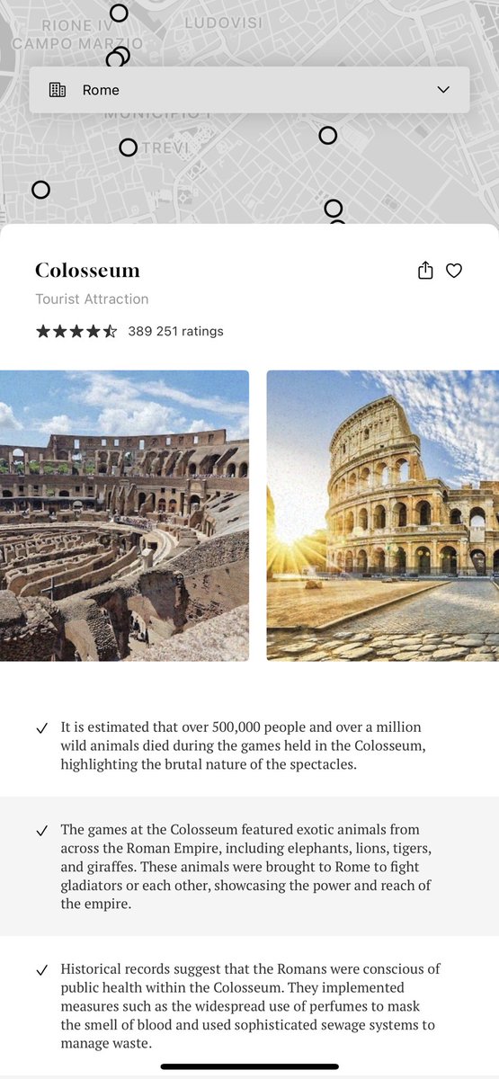 PontusLenell's tweet photo. 🚨 Feedback wanted: I’ve built an app called Histoury so you can walk on Fun Fact History Tours in Rome or any other city. 🏛️

Wander like you’re on Google Maps, but get notified with fun facts about nearby attractions as you explore.
Try it here: https://t.co/8Cm3Pqhtp7 https://t.co/DHZLF99Gj8