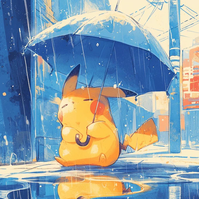Pikachu on a rainy day 