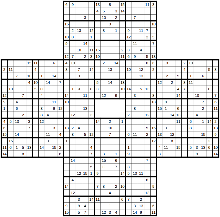 robakun2011's tweet photo. #数独 #sudoku #ナンプレ #numberplace
奴さん問題です(*^^*)
全体の形が折り紙「奴さん」風の重ね合わせ問題です(^o^)/
基本的な解き方で解けます(^_-)❤️
#robakun https://t.co/98MgHKbaYg