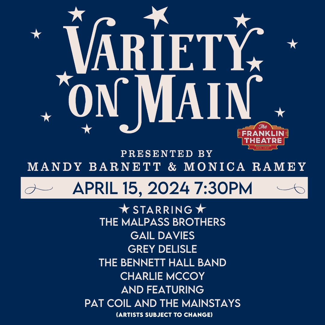 #TheBennettHallBand @ #FranklinTheatre 4/15! bit.ly/VOMApril152024 #Sisters #Siblings #Band #CountryMusic #VarietyonMain #GreyDelisle #LiveEntertainment #GetYourTicketsNow #MandyBarnett #MonicaRamey #FranklinTN #TheMalpassBrothers #GailDavies #CharlieMcCoy #Mainstays