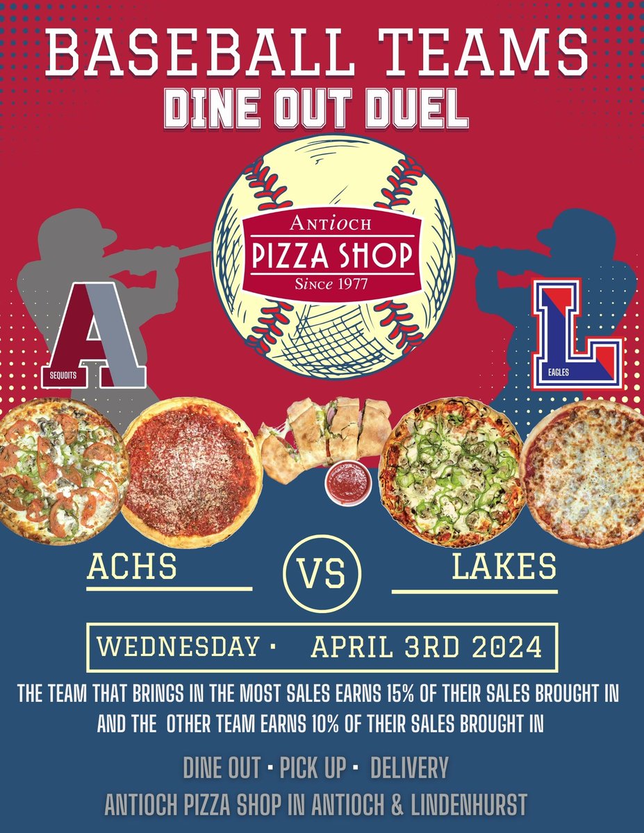 Sequoit Baseball (@achsbaseball1) on Twitter photo Baseball is one thing...Antioch Pizza is another! <a href="/Lakes_Baseball/">Lakes Baseball</a> made things personal this week, so now we need your support! Stop into the Antioch location today and tell them you're with the good guys! Both programs will benefit while having fun and eating well! #together Baseball is one thing...Antioch Pizza is another! <a href="/Lakes_Baseball/">Lakes Baseball</a> made things personal this week, so now we need your support! Stop into the Antioch location today and tell them you're with the good guys! Both programs will benefit while having fun and eating well! #together