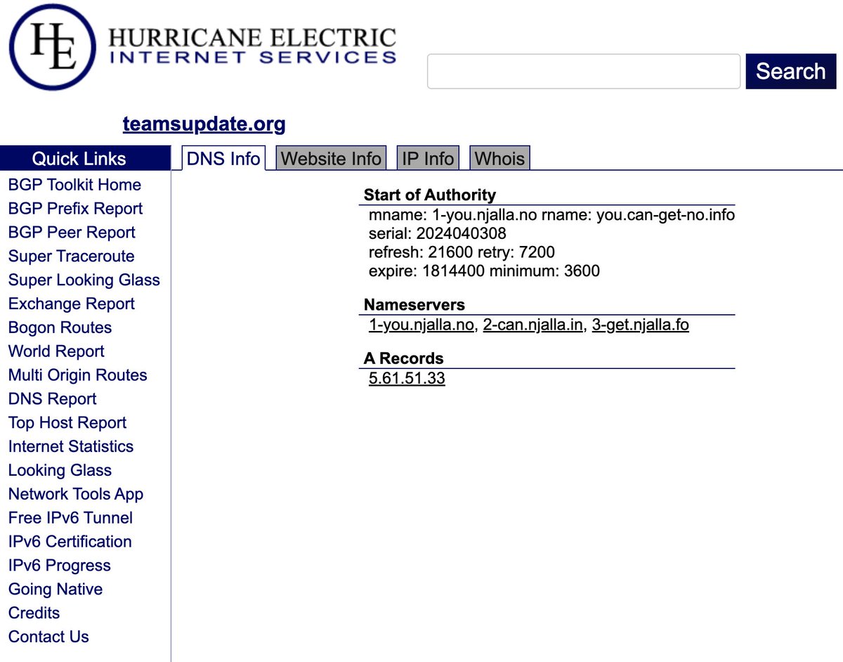 Suspicious domains softupdate[.]org (5.45.93[.]209) and teamsupdate[.]org (5.61.51[.]33) were registered in short proximity through Njalla on 4/3.