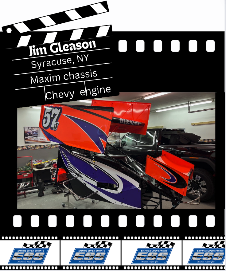 Jim Gleason has joined ESS for the 2024 season. Jim's #57J Maxim chassis has a Chevy engine. Check out ESS' schedule for their 41st year at empiresupersprints.com